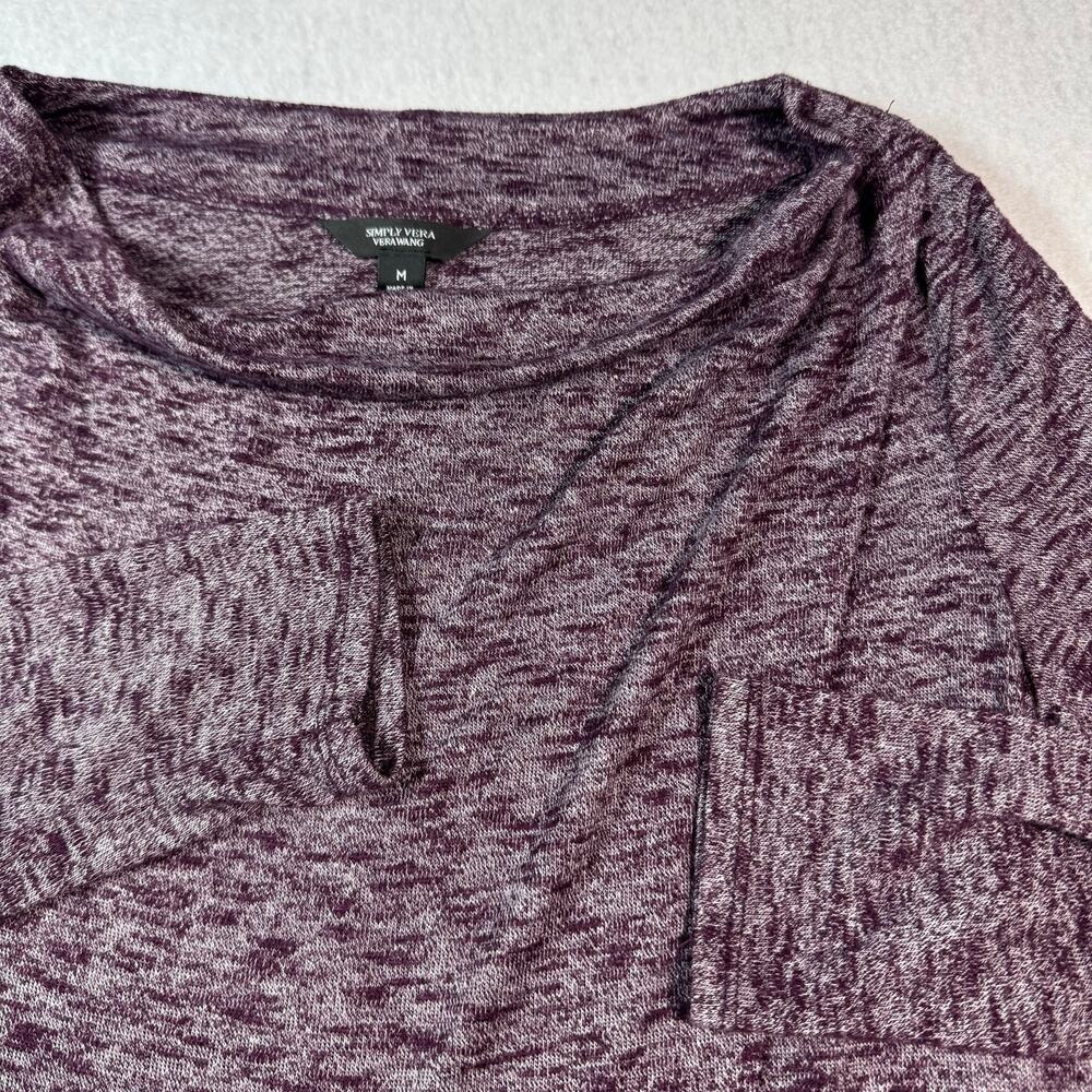 Vera Wang Simply Vera Purple Heather Long Sleeve Sweater Blouse Medium